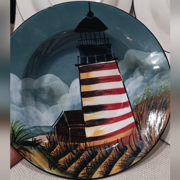 Sakura Nautical Theme Salad Plates "By The Sea" Lighthouses 8" Set of 4 EUC - Picture 4 of 11
